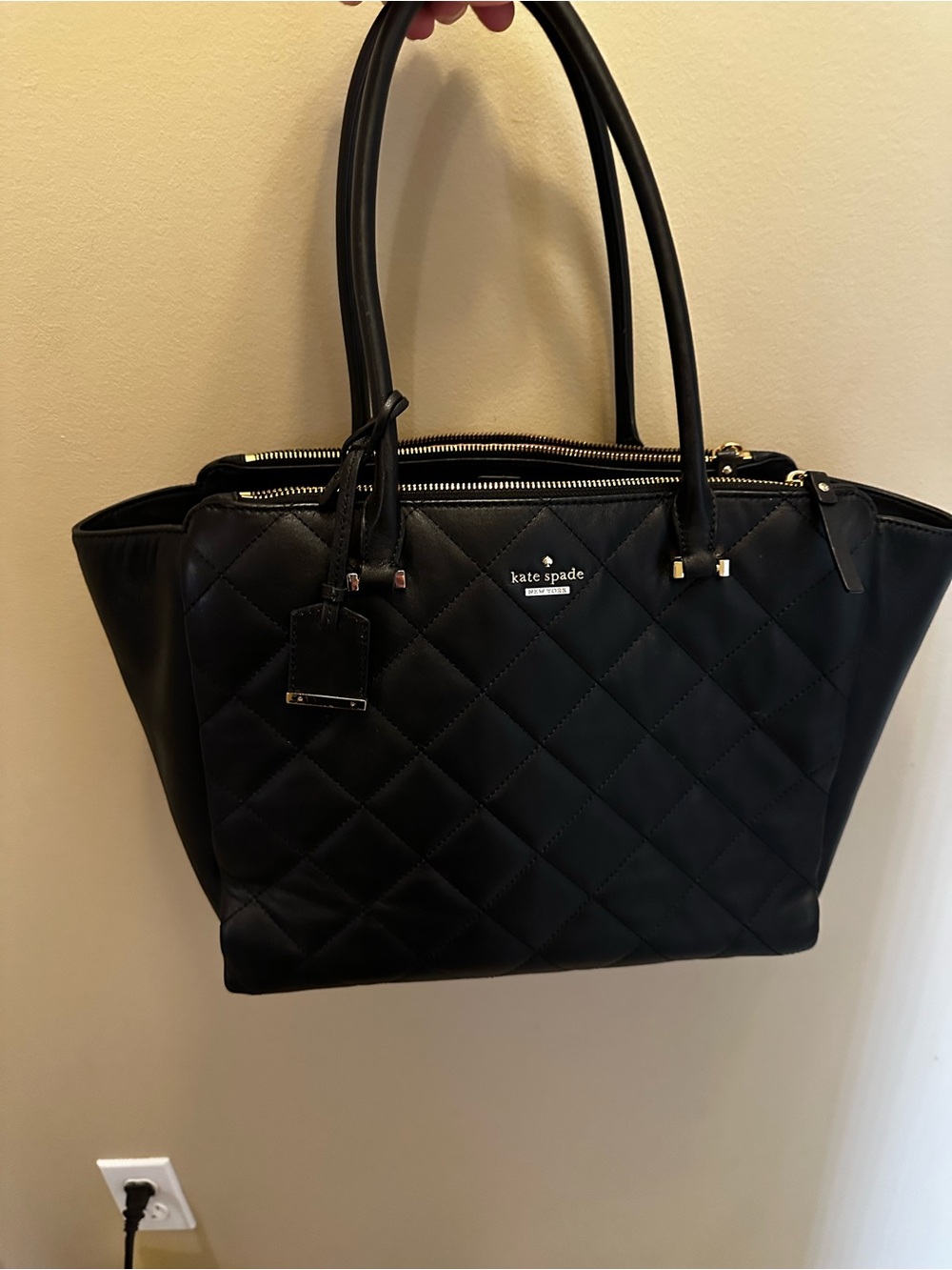 kate spade Black Quilted Double-Zip Tote
